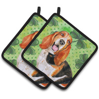 "Caroline's Treasures Basset Hound Decorated pot holder, 7.5H x 7.5W, St Patrick's Day"