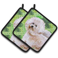 "Caroline's Treasures Bichon Frise #2 Decorated pot holder, 7.5H x 7.5W, St Patrick's Day"