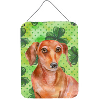 "Caroline's Treasures Red Dachshund St Patrick's Metal Print, 16"" x 12"", Multicolor"