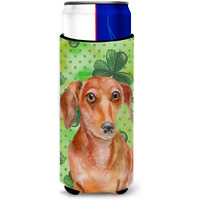 "Caroline's Treasures Red Dachshund St Patrick's Decorative Can Hugger, Slim, Multicolor"