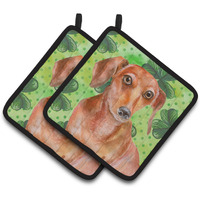 "Caroline's Treasures Red Dachshund Decorated pot holder, 7.5H x 7.5W, St Patrick's Day"