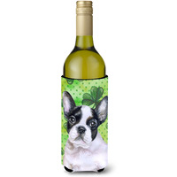 "Caroline's Treasures French Bulldog Black White St Patrick's Decorative Bottle Hugger, 750ml, Multicolor"