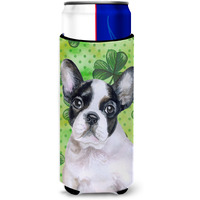 "Caroline's Treasures French Bulldog Black White St Patrick's Decorative Can Hugger, Slim, Multicolor"