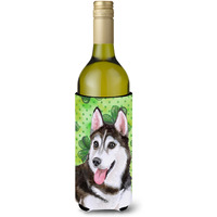 "Caroline's Treasures Siberian Husky #2 St Patrick's Decorative Bottle Hugger, 750ml, Multicolor"