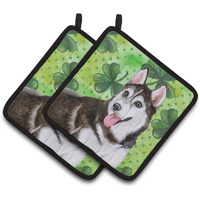 "Caroline's Treasures Siberian Husky #2 Decorated pot holder, 7.5H x 7.5W, St Patrick's Day"