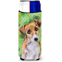 "Caroline's Treasures Jack Russell Terrier #2 St Patrick's Decorative Can Hugger, Slim, Multicolor"