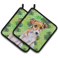 "Caroline's Treasures Jack Russell Terrier #2 Decorated pot holder, 7.5H x 7.5W, St Patrick's Day"