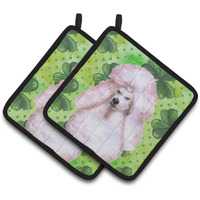 "Caroline's Treasures White Standard Poodle Decorated pot holder, 7.5H x 7.5W, St Patrick's Day"
