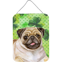 "Caroline's Treasures Fawn Pug St Patrick's Metal Print, 16"" x 12"", Multicolor"