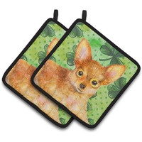 "Caroline's Treasures Toy Terrier Decorated pot holder, 7.5H x 7.5W, St Patrick's Day"