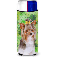 "Caroline's Treasures Yorkshire Terrier #2 St Patrick's Decorative Can Hugger, Slim, Multicolor"