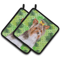 "Caroline's Treasures Yorkshire Terrier #2 Decorated pot holder, 7.5H x 7.5W, St Patrick's Day"