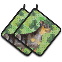 "Caroline's Treasures Miniature Pinscher #2 Decorated pot holder, 7.5H x 7.5W, St Patrick's Day"