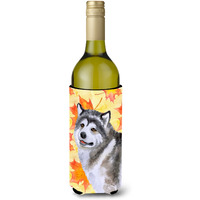 "Caroline's Treasures Alaskan Malamute Fall Decorative Bottle Hugger, 750ml, Multicolor"