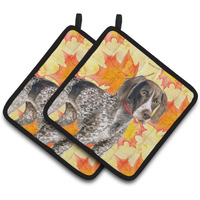 "Caroline's Treasures German Shorthaired Pointer Decorated pot holder, 7.5H x 7.5W, Fall Leaves"