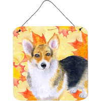 "Caroline's Treasures Pembroke Corgi Metal Print, 6h x 6w, Fall Leaves"