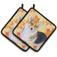 "Caroline's Treasures Pembroke Corgi Decorated pot holder, 7.5H x 7.5W, Fall Leaves"