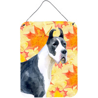 "Caroline's Treasures Harlequin Dane Fall Metal Print, 16"" x 12"", Multicolor"