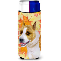 "Caroline's Treasures American Staffordshire Fall Decorative Can Hugger, Slim, Multicolor"