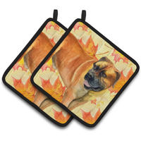 "Caroline's Treasures Boerboel Mastiff Decorated pot holder, 7.5H x 7.5W, Fall Leaves"