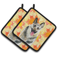 "Caroline's Treasures East-European Shepherd Decorated pot holder, 7.5H x 7.5W, Fall Leaves"