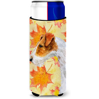 "Caroline's Treasures Fox Terrier Fall Decorative Can Hugger, Slim, Multicolor"