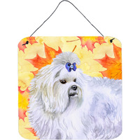 "Caroline's Treasures Maltese Metal Print, 6h x 6w, Fall Leaves"