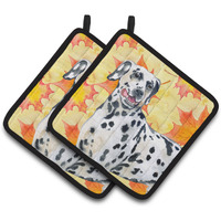 "Caroline's Treasures Dalmatian Decorated pot holder, 7.5H x 7.5W, Fall Leaves"