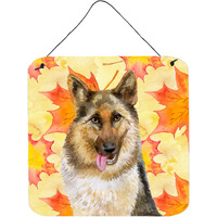 "Caroline's Treasures German Shepherd Metal Print, 6h x 6w, Fall Leaves"
