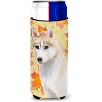 "Caroline's Treasures Siberian Husky Fall Decorative Can Hugger, Slim, Multicolor"