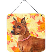 "Caroline's Treasures Miniature Pinscher Metal Print, 6h x 6w, Fall Leaves"