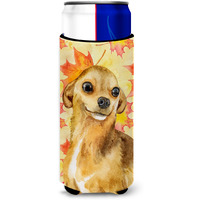 "Caroline's Treasures Chihuahua Fall Decorative Can Hugger, Slim, Multicolor"