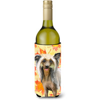 "Caroline's Treasures Chinese Crested Fall Decorative Bottle Hugger, 750ml, Multicolor"