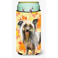 "Caroline's Treasures Chinese Crested Fall Decorative Can Hugger, Tall Boy, Multicolor"
