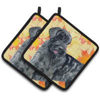 "Caroline's Treasures Giant Schnauzer Decorated pot holder, 7.5H x 7.5W, Fall Leaves"