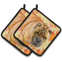 "Caroline's Treasures Shar Pei Decorated pot holder, 7.5H x 7.5W, Fall Leaves"