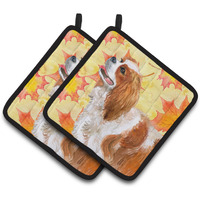 "Caroline's Treasures Cavalier Spaniel Decorated pot holder, 7.5H x 7.5W, Fall Leaves"