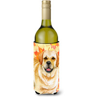 "Caroline's Treasures Golden Retriever Fall Decorative Bottle Hugger, 750ml, Multicolor"