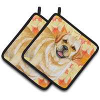"Caroline's Treasures Golden Retriever Decorated pot holder, 7.5H x 7.5W, Fall Leaves"