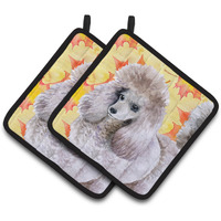 "Caroline's Treasures Poodle Decorated pot holder, 7.5H x 7.5W, Fall Leaves"