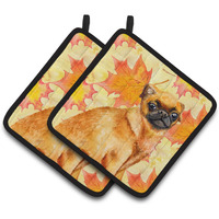 "Caroline's Treasures Small Brabant Griffon Decorated pot holder, 7.5H x 7.5W, Fall Leaves"