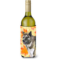 "Caroline's Treasures American Akita Fall Decorative Bottle Hugger, 750ml, Multicolor"