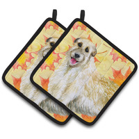 "Caroline's Treasures Irish Wolfhound Decorated pot holder, 7.5H x 7.5W, Fall Leaves"