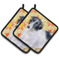 "Caroline's Treasures Borzoi Decorated pot holder, 7.5H x 7.5W, Fall Leaves"