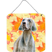 "Caroline's Treasures Weimaraner Metal Print, 6h x 6w, Fall Leaves"