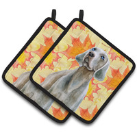 "Caroline's Treasures Weimaraner Decorated pot holder, 7.5H x 7.5W, Fall Leaves"