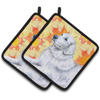 "Caroline's Treasures Maremma Sheepdog Decorated pot holder, 7.5H x 7.5W, Fall Leaves"