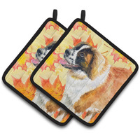 "Caroline's Treasures Saint Bernard Decorated pot holder, 7.5H x 7.5W, Fall Leaves"