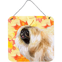 "Caroline's Treasures Pekingese Metal Print, 6h x 6w, Fall Leaves"