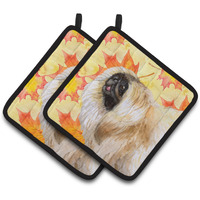 "Caroline's Treasures Pekingese Decorated pot holder, 7.5H x 7.5W, Fall Leaves"
